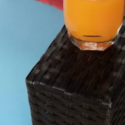 6pc Outdoor Rattan Wicker Conversation Set With Cushions - Brown/Blue - GODEER -Crosley shop GUEST e455437f 7088 469e bdb0 4b512fc8a828 1