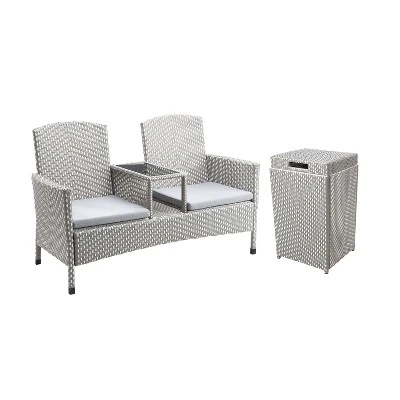 2pc Maksville Aluminum Patio Loveseat & Trash Can - MiBasics 14 2pc Maksville Aluminum Patio Loveseat & Trash Can - MiBasics - Image 14
