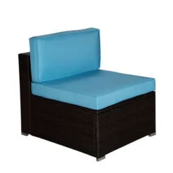 6pc Outdoor Rattan Wicker Conversation Set With Cushions - Brown/Blue - GODEER -Crosley shop GUEST e535dff4 ab1e 4a74 a426 348b82c6b51c 1