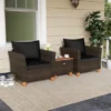 Tangkula 3 PCS Patio PE Wicker Furniture Set Outdoor Conversation Bistro Set W/ Cushions Black