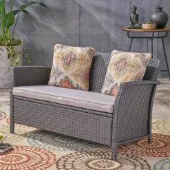 St. Lucia Wicker Loveseat - Gray - Christopher Knight Home -Crosley shop GUEST e66f1fce 27cd 4583 9a0f 393d732650dd