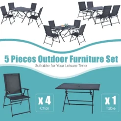 Costway 5 PCS Patio Dining Furniture Set Armchairs Folding Table No Assembly -Crosley shop GUEST e6f43a2f 0249 43f4 a8b1 56b1946eb67f