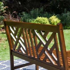 Outdoor Poplar Wood Loveseat Bench - Natural - Captiva Designs -Crosley shop GUEST e74dc546 a55b 4216 997c 8fd34039b06c