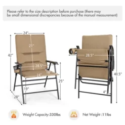 Costway Patio Padded Folding Portable Chair Camping Dining Outdoor Beach Chair GreyBrown -Crosley shop GUEST e79d35f7 c19c 4c6e 9117 2f089548f299