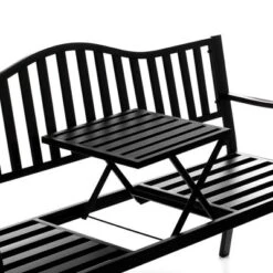 Outdoor Powder Coated Steel Park Bench, Garden Bench With Pop Up Middle Table, Lawn Decor Seating Bench For Yard, Patio, Garden, Balcony, And Deck -Crosley shop GUEST e8860e71 07b7 4542 8bf8 09ccf09aa3a7