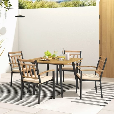 Costway 5 Pieces Patio Dining Set Outdoor Dining Table And Chairs With Cushions 3 Costway 5 Pieces Patio Dining Set Outdoor Dining Table And Chairs With Cushions - Image 3