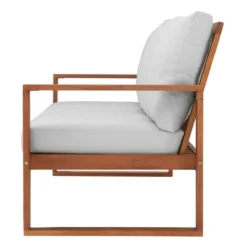 Grafton Eucalyptus 3 Seat Outdoor Bench With Cushions - Gray/Natural - Alaterre Furniture -Crosley shop GUEST e8a040d1 03e7 4438 9beb 3f2298e82951