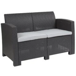 Flash Furniture Faux Rattan Loveseat With All-Weather Cushions -Crosley shop GUEST e907d9c3 5379 4759 9f43 78ec87c959e9