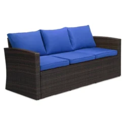 6pc Wicker Outdoor Conversation Set Royal Blue/Dark Brown - EDYO LIVING -Crosley shop GUEST e916a3fa 1d60 48bd 8f50 0216c70ec80c