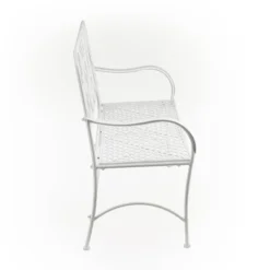 36" X 45" Daisy Metal Garden Bench White - Alpine Corporation -Crosley shop GUEST e9368659 96b9 48c3 93e8 5bdb796fd9ff