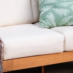 Logan Outdoor Teak Wood Sofa With Sunbrella Vellum Cushion – Cambridge Casual -Crosley shop GUEST e972927f 80bc 49e4 b9a8 4319169a7f82