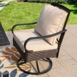 Captiva Designs 7pc Steel Outdoor Patio Dining Set With Swivel Chairs & Metal Table With Umbrella Hole Black -Crosley shop GUEST ea29fd38 22ac 450f b43b 27171adac1a7