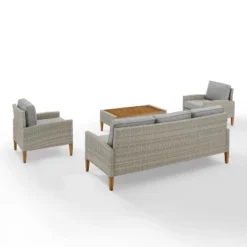 Capella Outdoor Wicker 4 Pc Sofa With Two Chairs And Coffee Table Set Gray/Acorn - Crosley -Crosley shop GUEST ea3961ea 8f55 4a9f a3e7 ffd370378f84