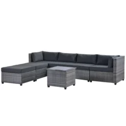 7pc Outdoor Set With Rattan Sofa & Cushions - Gray - GODEER 18 7pc Outdoor Set With Rattan Sofa & Cushions - Gray - GODEER -Crosley shop GUEST eb9c896c 40de 44ee 95f8 bba2fb2324e5