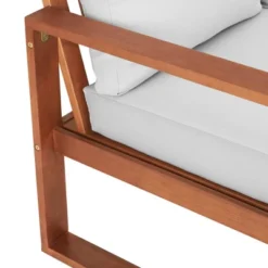 Grafton Eucalyptus 3 Seat Outdoor Bench With Cushions - Gray/Natural - Alaterre Furniture -Crosley shop GUEST ebb83607 9e18 4484 81a1 22cc2ae43802