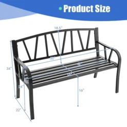 Costway Outdoor Patio Garden Bench Metal Frame With Ergonomic Armrest 660 Lbs Max Load -Crosley shop GUEST ebe76518 56c9 4221 a4ee 19b61b0e0251
