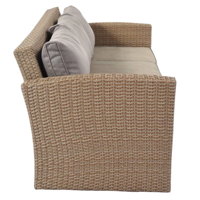 4pc Outdoor Wicker Conversation Set With Cushions - Gray - GODEER 9 4pc Outdoor Wicker Conversation Set With Cushions - Gray - GODEER - Image 9