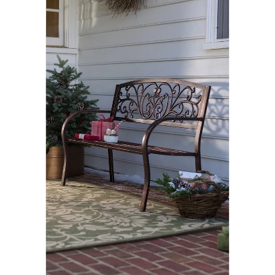Evergreen Blooming Garden Metal Bench 1 Evergreen Blooming Garden Metal Bench