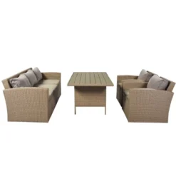 4pc Outdoor Wicker Conversation Set With Cushions - Gray - GODEER 19 4pc Outdoor Wicker Conversation Set With Cushions - Gray - GODEER -Crosley shop GUEST edd41983 e29d 43af bfdb f0053135e3f1