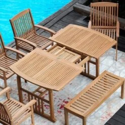 Cambridge Casual 6pc Auburn Teak Outdoor Patio Dining Furniture Set With Cushion -Crosley shop GUEST eec354b5 8f1a 41b5 9171 d5a9547a9770