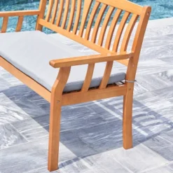 Kapalua Honey Nautical Eucalyptus Wooden Outdoor Garden Bench - Vifah -Crosley shop GUEST ef625fc3 10c3 4f83 adc7 390de6cceff2
