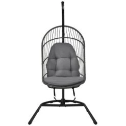 Costway Hanging Wicker Egg Chair W/ Stand Cushion Foldable Outdoor Indoor -Crosley shop GUEST ef6c8c2c f58a 44c2 98ba caa7767066d3