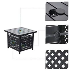 3pc Wrought Iron Patio Dining Set With Square Table With Umbrella Hole & Swivel Chairs - Captiva Designs -Crosley shop GUEST ef85003e a890 49b3 8020 f2ae1447a310