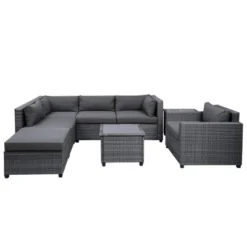 8pc Wicker Patio Conversation Set With Cushions - Gray - GODEER 17 8pc Wicker Patio Conversation Set With Cushions - Gray - GODEER -Crosley shop GUEST efbec060 8a13 4585 b0b7 7935c1f06514