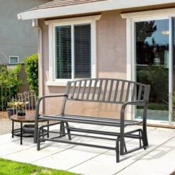 Outsunny Patio Glider Bench Outdoor Swing Rocking Chair Loveseat With Power Coated Sturdy Steel Frame, Black 8 Outsunny Patio Glider Bench Outdoor Swing Rocking Chair Loveseat With Power Coated Sturdy Steel Frame, Black -Crosley shop GUEST efc5338f b238 4a52 b51a df0b4b696ee9