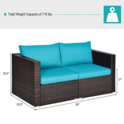Costway 4PCS Patio Rattan Corner Sofa With Blue Cushion -Crosley shop GUEST f0826615 9bab 438b a1a5 a5f7ffa80005