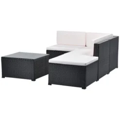 5pc Wicker Patio Conversation Set With Cushions - Black/Beige - GODEER 17 5pc Wicker Patio Conversation Set With Cushions - Black/Beige - GODEER -Crosley shop GUEST f0e4cace e771 412f a2ac 6f179aed4813