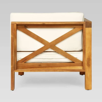 Brava 4pc Acacia Modular Sofa And Table Set - Teak/Beige - Christopher Knight Home 3 Brava 4pc Acacia Modular Sofa And Table Set - Teak/Beige - Christopher Knight Home - Image 3