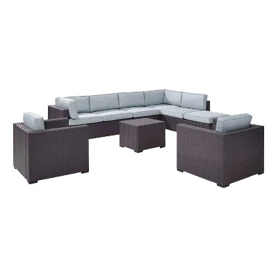 Biscayne 7pc Outdoor Wicker Sectional Set - Mist - Crosley 2 Biscayne 7pc Outdoor Wicker Sectional Set - Mist - Crosley - Image 2