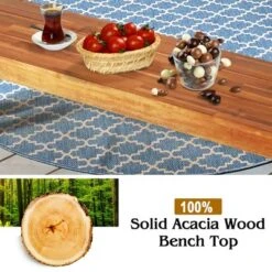 Costway Patio Acacia Wood Dining Bench Seat With Rustic Steel Legs For Outdoor Indoor -Crosley shop GUEST f2c63829 d4d8 406a a8e9 c66f6cedb084