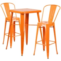 Emma And Oliver Commercial Grade 23.75" Square Metal Indoor-Outdoor Bar Table Set, 2 Back Stools -Crosley shop GUEST f3ef4c0a c554 43e4 8bb8 a1a893259f6d