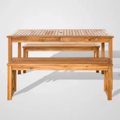 3pc Acacia Wood X Design Outdoor Patio Dining Set - Brown - Saracina Home -Crosley shop GUEST f41b527d 0b7e 450e 9c6a b392300f6bcf