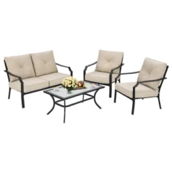 Costway 4 PCS Patio Furniture Set Cushion Sofa Loveseat Sectional Garden Deck Poolside 9 Costway 4 PCS Patio Furniture Set Cushion Sofa Loveseat Sectional Garden Deck Poolside -Crosley shop GUEST f456574a 20c8 4741 ad26 ea88a2a95899