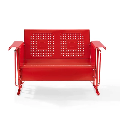 Bates Outdoor Loveseat Glider - Bright Red - Crosley 5 Bates Outdoor Loveseat Glider - Bright Red - Crosley - Image 5