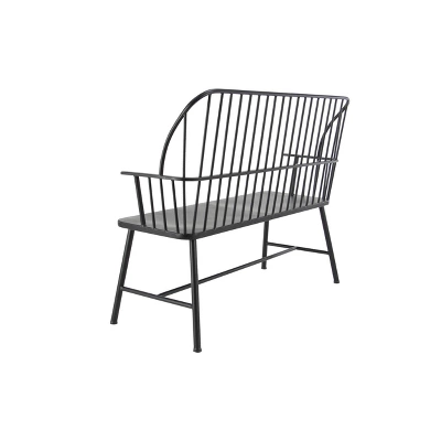 Traditional Outdoor Patio Bench - Black - Olivia & May 2 Traditional Outdoor Patio Bench - Black - Olivia & May - Image 2
