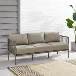 Cali Bay Outdoor Wicker Sofa - Taupe/Light Brown - Crosley