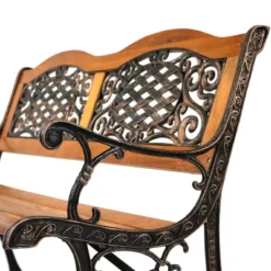 Sunnydaze Decor Sunnydaze 2-Person Ivy Crossweave Design Cast Iron And Wood Frame Outdoor Garden Bench -Crosley shop GUEST f704dc25 d5ae 411a 8c37 e39c820f0aea