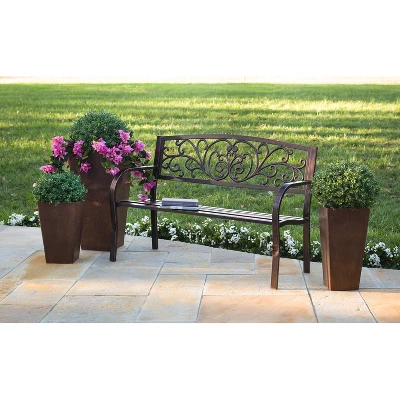 Evergreen Blooming Garden Metal Bench 2 Evergreen Blooming Garden Metal Bench - Image 2