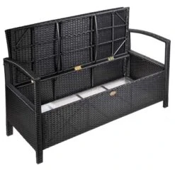 Barton Outdoor Patio Deck Box Storage Bench W/ Seat Cushion Furniture, Black -Crosley shop GUEST f81fd731 fb78 4281 ae2a 24f03390cb83