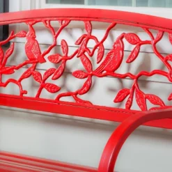 Evergreen Cardinals Metal Garden Bench, Red -Crosley shop GUEST f84dd433 a793 47d8 bffc cc29a148164f