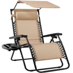 Best Choice Products Folding Zero Gravity Recliner Patio Lounge Chair W/ Canopy Shade, Headrest, Tray -Crosley shop GUEST f85b3b71 f8e3 493a b55e 3b971a11908a