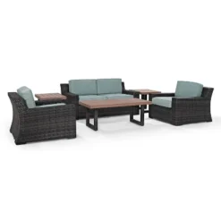 Beaufort 6pc Outdoor Wicker Conversation Set - Mist - Crosley -Crosley shop GUEST f90636fb 5f7c 4615 8099 d3b8c22b9383