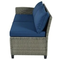 5pc Outdoor Wicker Conversation Set With Cushions - Blue - GODEER -Crosley shop GUEST f9126017 ad3b 481d 8bbf 7f4733f046bc