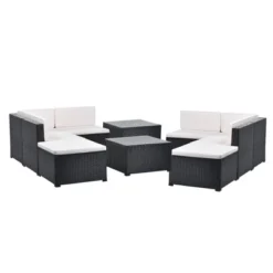 10pc Wicker Patio Sectional Seating Set With Cushion - Black/Beige - GODEER 15 10pc Wicker Patio Sectional Seating Set With Cushion - Black/Beige - GODEER -Crosley shop GUEST f91f0d89 ea09 48ac b771 5f52b64f054a