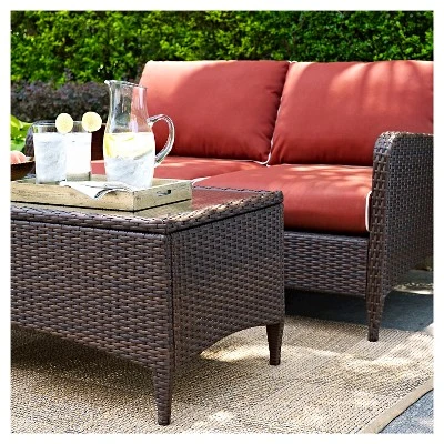 Kiawah 2 Piece Outdoor Wicker Seating Set With Chair & Ottoman - Sangria - Crosley 5 Kiawah 2 Piece Outdoor Wicker Seating Set With Chair & Ottoman - Sangria - Crosley - Image 5