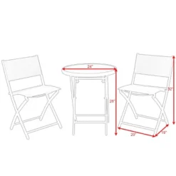 Costway 3 PCS Folding Bistro Table Chairs Set Garden Backyard Patio Furniture Black -Crosley shop GUEST fa376cdb 4722 4c09 acf0 24a22a979a74